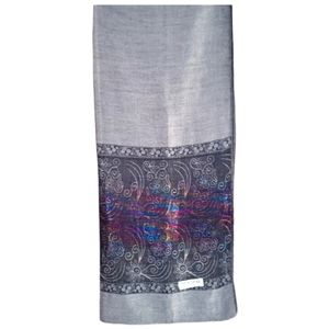 NWOT gray w/rainbow metallic floral  100% Pashmina goat's wool scarf wrap